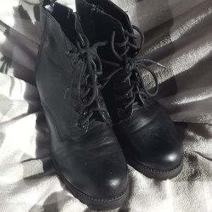 Ankle combat boots-Lace up boots-heeled boots